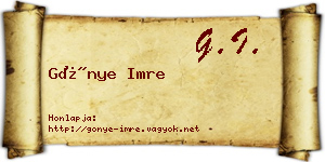 Gönye Imre névjegykártya